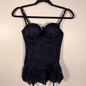 Baci Women’s Victorian Lace Bustier Corset Lingerie Trad Goth Black Medium -Read